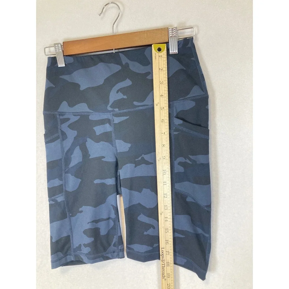 Activewear Yogalicious Lux Women‎ S Blue Camo High Waist Biker Shorts Pockets